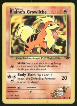 2000 Pokemon Gym Challenge Blaine's Growlithe 62/132 WOTC Combined shipping - Image 1