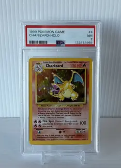 1999 Pokemon Game Charizard Holo #4 Base Set PSA 7 Nm 132878969 - Image 1