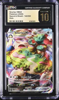 CGC 10 - SNORLAX VMAX - 142/202 SWORD & SHIELD HOLO POKEMON - Image 1