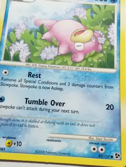 Slowpoke 82/106 VLP - 2008 Great Encounters Pokemon Card - Saya Tsuruta Art - Image 2