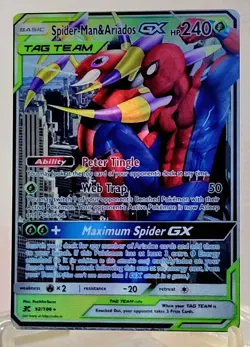 Pokemon Spider Man Ariados GX Marvel Doujin ACG DIY Craft Art Custom Card Holo - Image 1