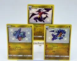Pokemon Hidden Fates SHINY HOLO RARE SET Gible + Gabite + Garchomp SV40/SV94- NM - Image 1
