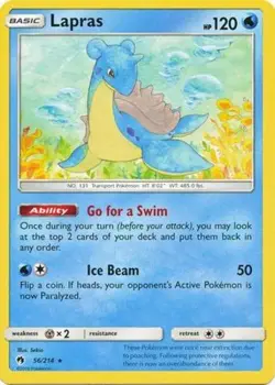 Pokemon - Lapras - 56/214 - Rare - Sun and Moon Lost Thunder - NM - Image 1