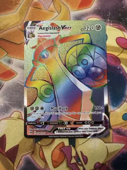 Aegislash VMAX 190/185 Vivid Voltage Holo 2020 Pokemon Card Rainbow NM - Image 1
