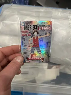 One Piece Monkey.D.Luffy College Basketball Promo Card + Rutgers Poster - Image 3