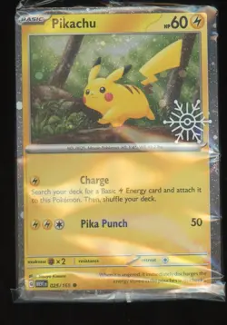 Pikachu 2025 Pokemon Scarlet & Violet Promo Cards 025/165 Holiday Promo Sealed - Image 1
