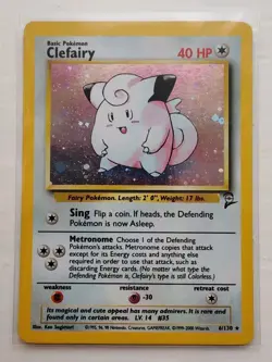 Pokemon Card - Clefairy 6/130 Holo Rare - Base Set 2 - WOTC 2000 (LP) - Image 1