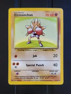 Pokemon Base Set Unlimited Hitmonchan 7/102 Holo Rare HP - Image 1