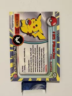 PIKACHU #25 BLACK Logo Non-Holo SERIES 1 - TOPPS POKEMON CARD LP - Image 2