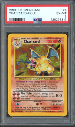 Pokemon TCG: Charizard 4/102 Base Set Holo Rare PSA 6 EX-MT - Image 1