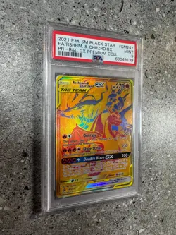 Pokemon TCG Reshiram & Charizard GX SM247 Black Star Promo Gold Holo PSA 9 MINT - Image 3