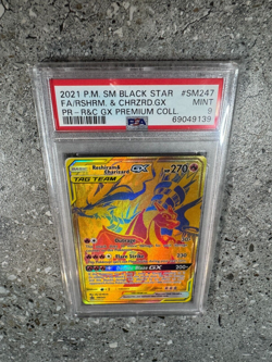 Pokemon TCG Reshiram & Charizard GX SM247 Black Star Promo Gold Holo PSA 9 MINT - Image 5