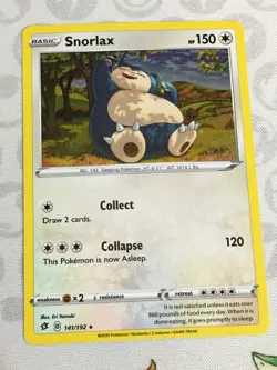 D433 POKEMON TCG REBEL CLASH SNORLAX #141 HOLO NM RARE - Image 1