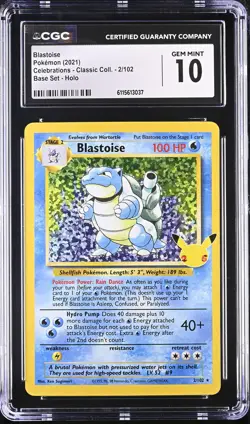 CGC 10 - BLASTOISE - 2/102 CELEBRATIONS - CLASSIC COLL. BASE SET HOLO POKEMON - Image 1
