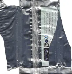 MTG: ICE AGE empty Pygmy Allosaurus Booster Pack wrapper; rear tears, NO CARDS - Image 2