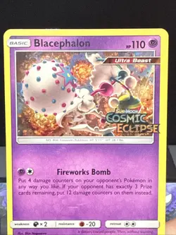 Pokemon Card Blacephalon SM221 Holo Cosmic Eclipse Prerelease Promo LP - Image 2