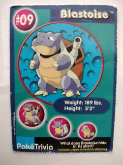 Pokemon - 1999 Burger King PokeTrivia Promo Card - BLASTOISE #09 - Image 1