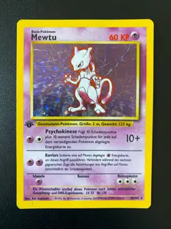 POKEMON MEWTU HOLO RARE 10/102 BASE SET 1ST EDITION GERMAN PL - Image 1