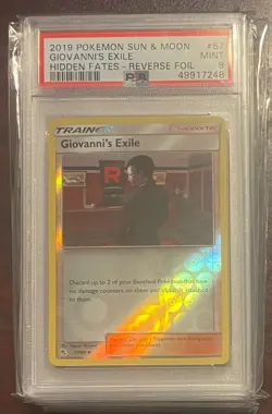 2019 Pokemon Hidden Fates Giovanni's Exile Reverse Holo #57 PSA 9 Mint - Image 1