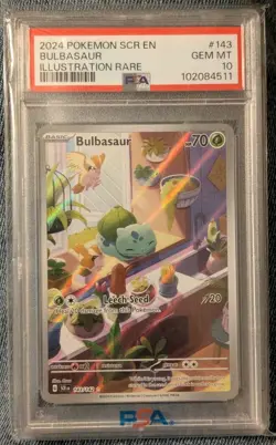 2024 Pokemon Stellar Crown Bulbasaur Illustration Rare #143 PSA 10 GEM MINT - Image 1
