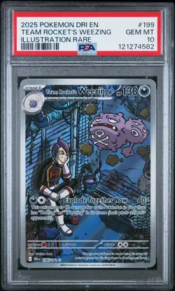 2025 POKEMON DESTINED RIVALS ILLUSTRATION RARE #199 TEAM ROCKET'S WEEZING PSA 10 - Image 1