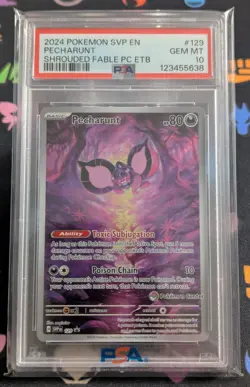 Pecharunt Stamped Promo SVP #129 Shrouded Fable Pokemon Center ETB PSA 10 - Image 1