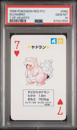 1996 Pokemon Slowbro 7 of Hearts, PSA 10 Gem Mint, Red Charizard Deck, LOW POP!! - Image 1