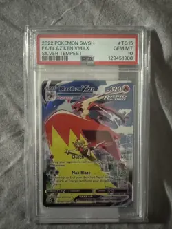 2022 POKEMON SWORD & SHIELD SILVER TEMPEST #TG15 FULL ART/BLAZIKEN VMAX PSA 10 - Image 1