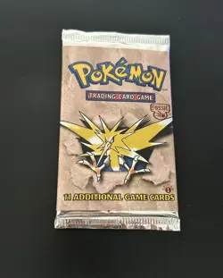 Pokemon Zapdos Artwork Fossil 1st Edition Booster Pack Box Fresh Sealed + Case - Image 1