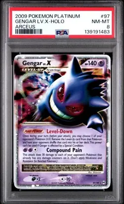 2009 Pokemon Arceus Gengar LV.X #97 Holo PSA 8 - Image 1