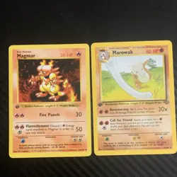 Pokemon 1st Edition Magmar & Marowak Base Set 36/102 39/64 English Wizards Lot - Image 1