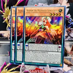 3x Yugioh Playset Refrain the Melodious Songstress MP25-EN180 Ultra Rare NM - Image 1