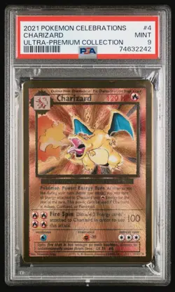 Pokemon 2021 Celebrations Ultra Premium Collection Gold Metal Charizard #4 PSA 9 - Image 1