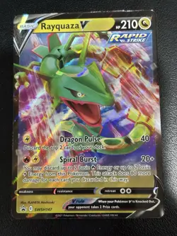 Pokemon Rayquaza V Sword & Shield Promo Holo Card SWSH147 Black Star HP - Image 1