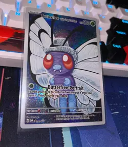 Fan Made Butterfree Portrait Card - Butterfree with Grey Felt Hat - Holo Art - Image 1