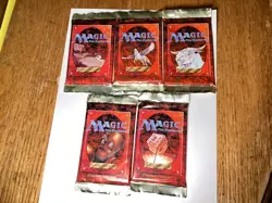 5 packs MTG Magic: the Gathering English 4th 4ed Booster Pack 1994 New Sealed 742818067003 - Image 1