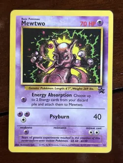 Pokemon Black Star Promo Mewtwo 14 Movie Rare LP - Image 1
