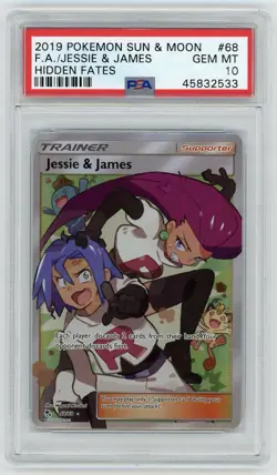 Jessie & James Full Art 68/68 Hidden Fates PSA 10 Gem Mint Pokemon Card - Image 1