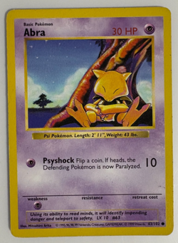 Abra Common Unlimited Base Set (Shadowless) 043/102 MP Pokemon TCG - Image 1