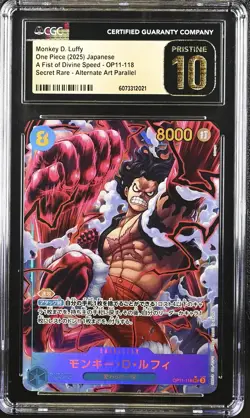 CGC 10 PRISTINE Japanese One Piece 2025 Monkey Luffy OP11-118 OP11-A Parallel NR - Image 1