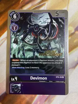 Digimon Card Game Devimon ST6-08 U Foil Online Participant Stamp - Image 1
