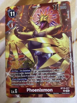 Digimon Card Game Phoenixmon BT15-017 R 2024 Regionals Participant - Image 1