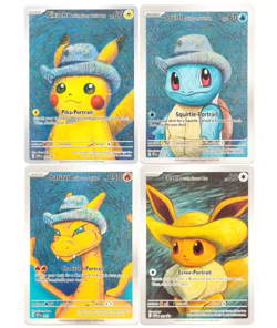 Pokemon x Pikachu x Charizard x Squirtle x Eevee x Van Gogh with Grey Felt Hat - Image 1