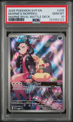 2025 POKEMON SVP EN-SV BLACK STAR PROMO #206 MARNIE'S MORPEKO PSA 10 - Image 1