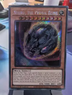 YuGiOh! Nibiru, The Primal Being RA01-EN015 Platinum Rare 1st Ed - Image 1
