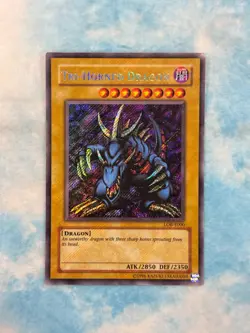 YUGIOH TRI-HORNED DRAGON SECRET RARE EXCELLENT CONDITION LOB-E001 (2) - Image 1