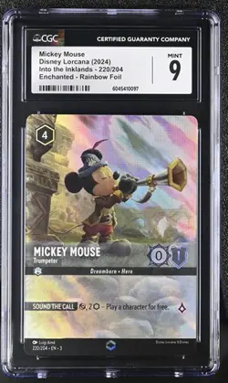 Disney Lorcana Into the Inklands 220/204 Mickey Mouse Enchanted CGC 9 FOIL - Image 1