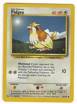 1999 POKEMON PIDGEY 57/102 BASE SET CARD - EX - NO CREASES - LOOK !!!! - Image 1