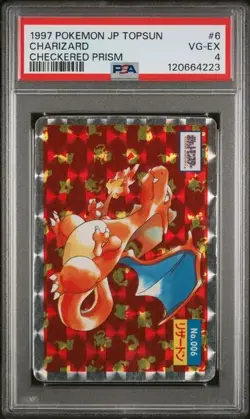 1997 Pokemon Japanese Topsun Charizard #6 Checkered Prism PSA 4 - Image 1