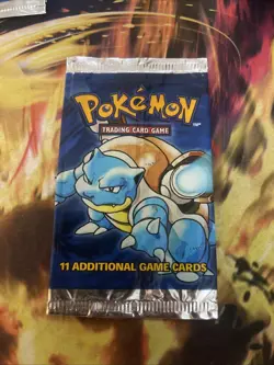 Pokemon TCG Base Set Empty Booster Pack Wrapper Blastoise - Image 1
